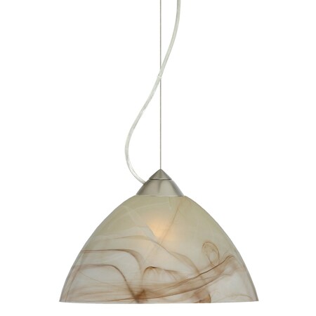 Besa Lighting Tessa Cord Pendant, Mocha, Satin Nickel Finish, 1x9W LED 1KX-420183-LED-SN